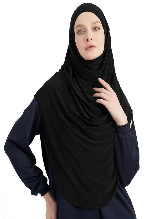 Modefa Instant Hijab | Turkish Islamic Practical Easy Simple Ready Headscarf for Prayer | Premium One Piece Lycra Long Hijab (Black) - Image 1